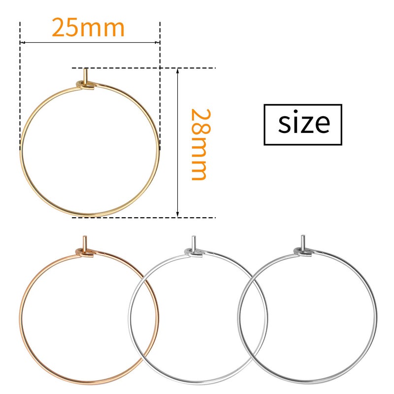 Jdesun 200pcs 25mm Wine Glass Charm Rings Earring Beading Hoop Jewelry Making Findings for DIY Wine Glasses Markers Party Wedding Festivals Decoration,4 Colors - Image 1